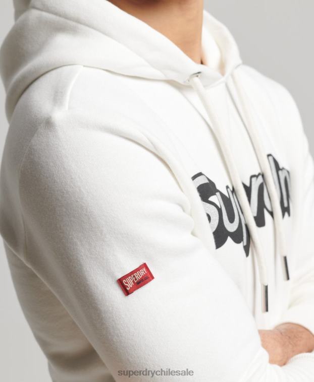 hombres Superdry blanco sudadera con capucha de trading co 2R68Z804