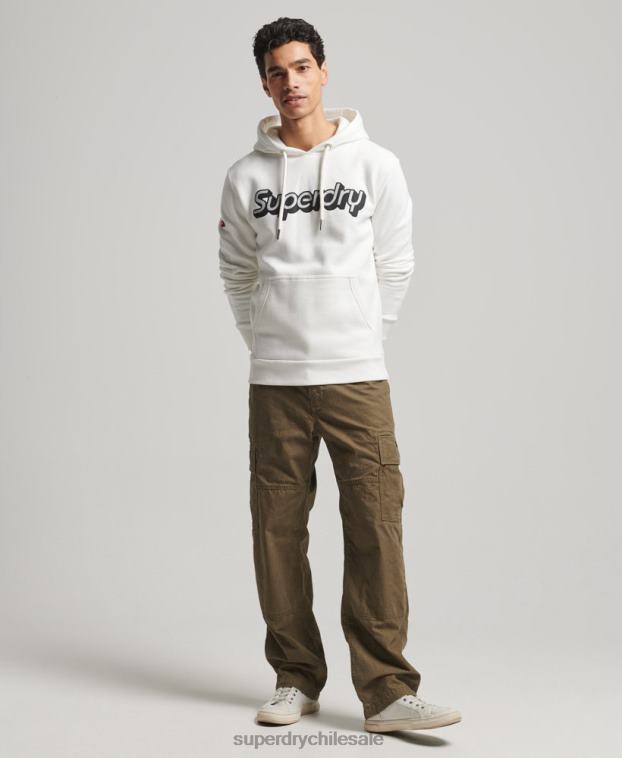 hombres Superdry blanco sudadera con capucha de trading co 2R68Z804
