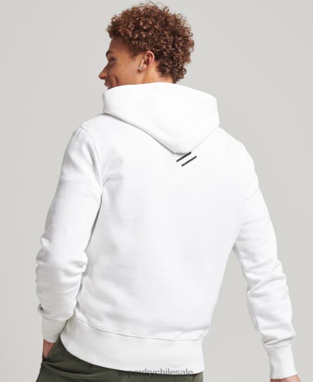 hombres Superdry blanco sudadera con capucha deportiva code core 2R68Z5191