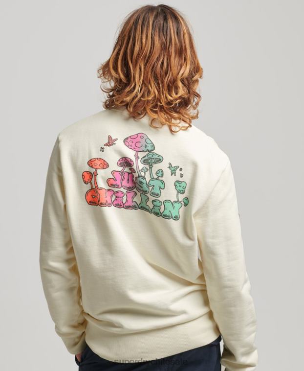 hombres Superdry blanco sudadera con capucha vintage into the woods 2R68Z5139