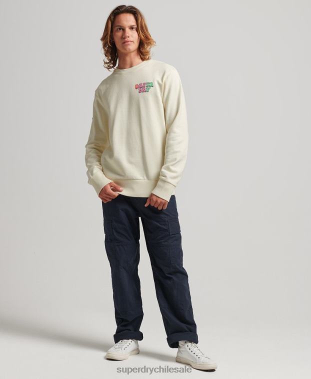 hombres Superdry blanco sudadera con capucha vintage into the woods 2R68Z5139