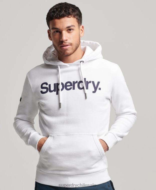 hombres Superdry blanco sudadera con capucha y gráfico del logo central de algodón orgánico 2R68Z5075
