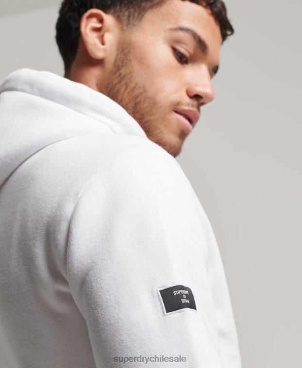 hombres Superdry blanco sudadera con capucha y gráfico del logo central de algodón orgánico 2R68Z5075