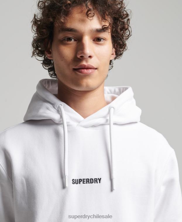 hombres Superdry blanco sudadera con capucha y logo bordado 2R68Z5142