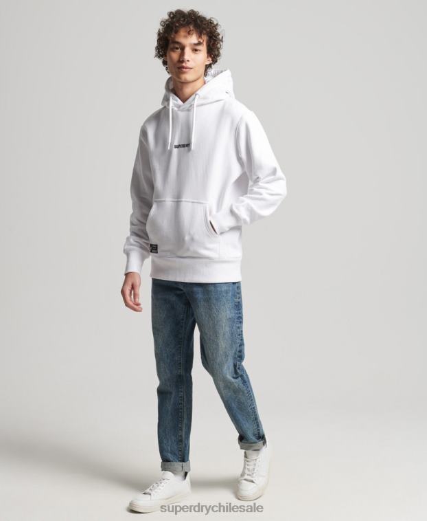 hombres Superdry blanco sudadera con capucha y logo bordado 2R68Z5142