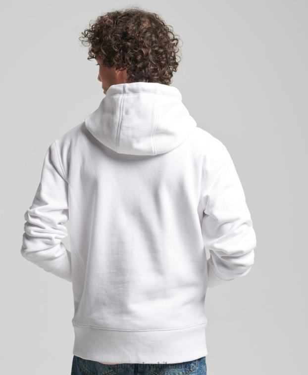 hombres Superdry blanco sudadera con capucha y logo bordado 2R68Z5142