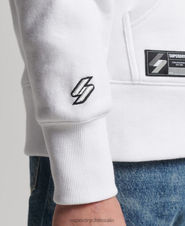 hombres Superdry blanco sudadera con capucha y logo bordado 2R68Z5142