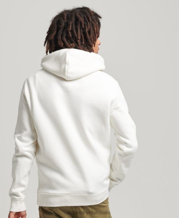 hombres Superdry blanco sudadera con capucha y logo vintage 2R68Z763