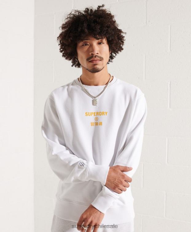 hombres Superdry blanco sudadera con equipo independiente 2R68Z5036