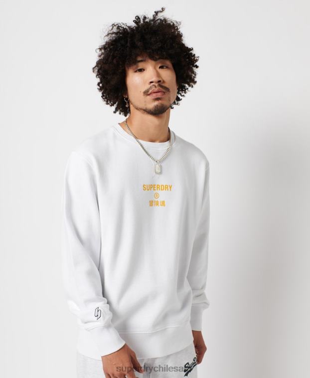 hombres Superdry blanco sudadera con equipo independiente 2R68Z5036