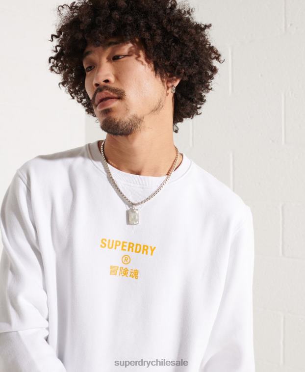 hombres Superdry blanco sudadera con equipo independiente 2R68Z5036
