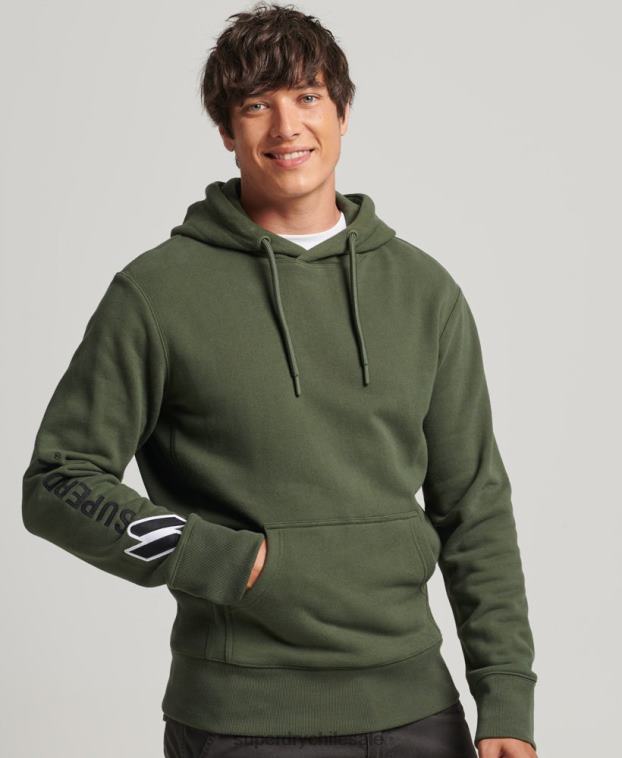 hombres Superdry caqui sudadera con aplique 2R68Z654
