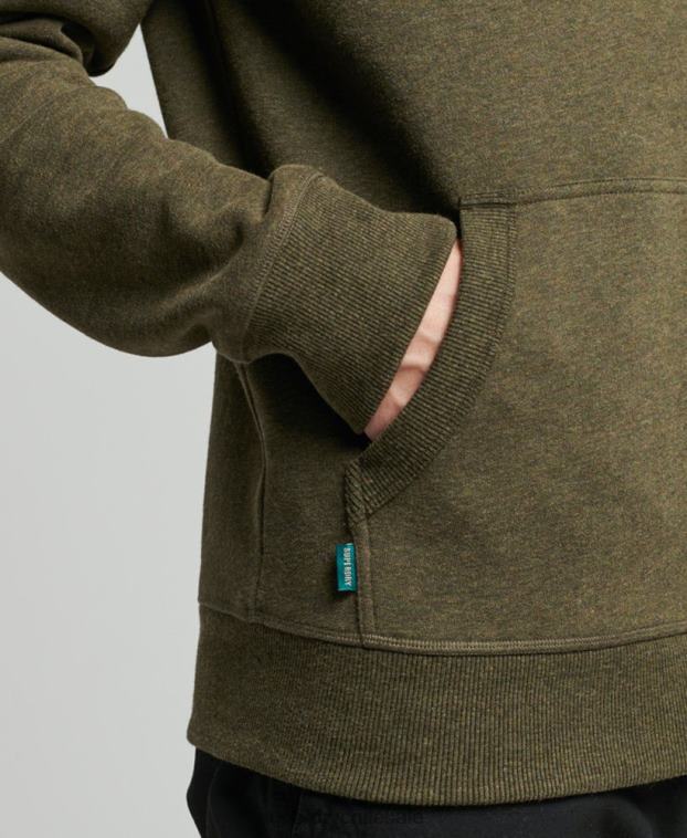hombres Superdry caqui sudadera con capucha de algodón orgánico con logo vintage bordado 2R68Z809