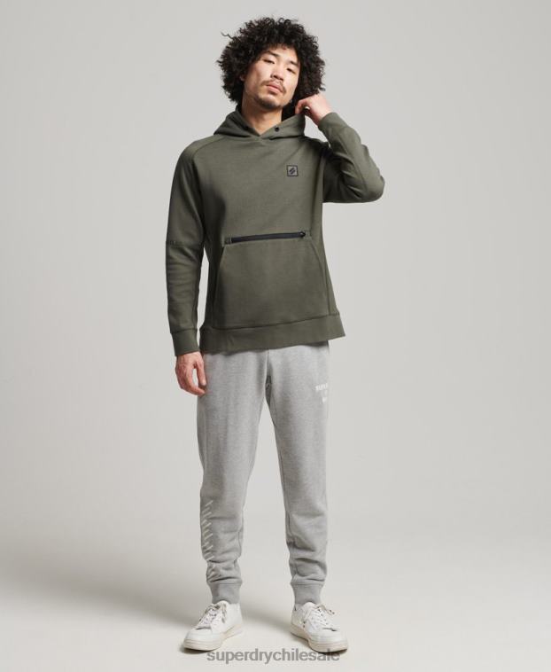hombres Superdry caqui sudadera con capucha de tecnología 2R68Z5021