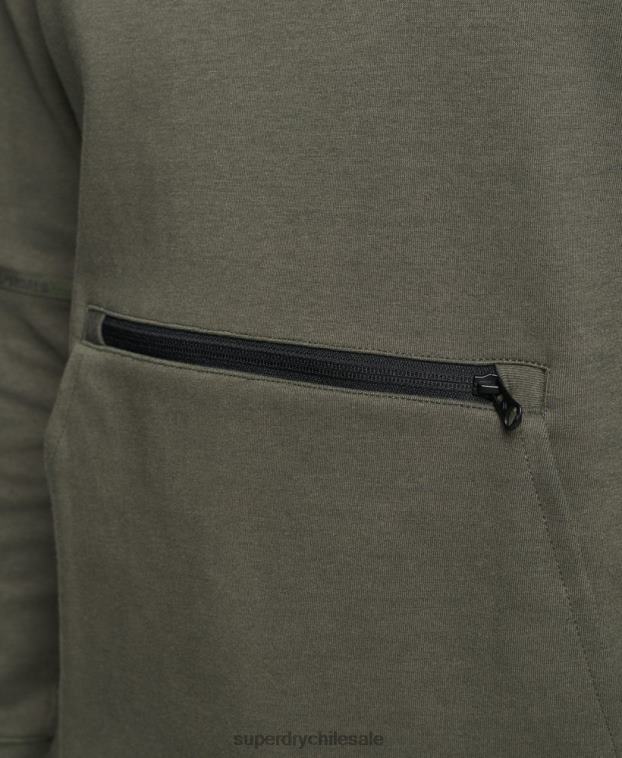 hombres Superdry caqui sudadera con capucha de tecnología 2R68Z5021