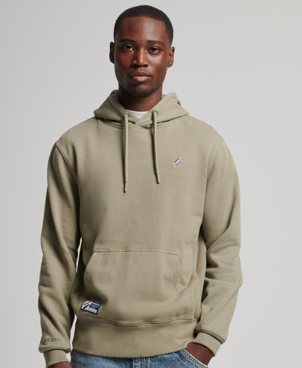 hombres Superdry caqui sudadera con capucha esencial 2R68Z5228