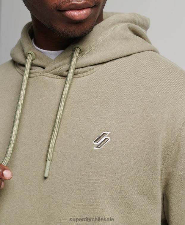 hombres Superdry caqui sudadera con capucha esencial 2R68Z5228