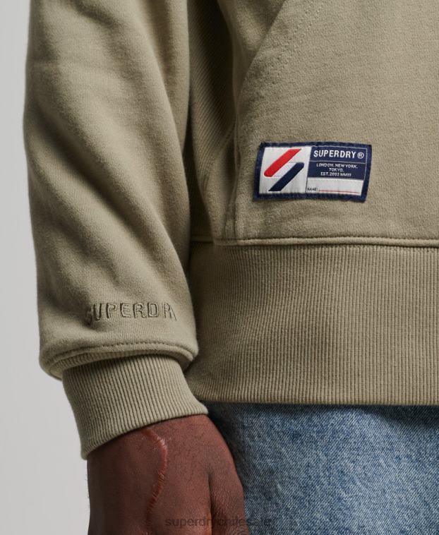 hombres Superdry caqui sudadera con capucha esencial 2R68Z5228