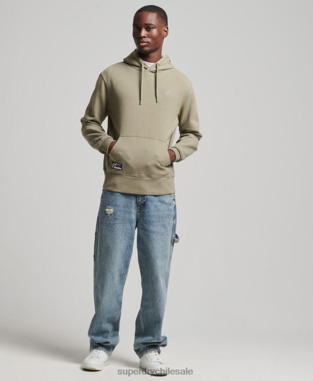 hombres Superdry caqui sudadera con capucha esencial 2R68Z5228