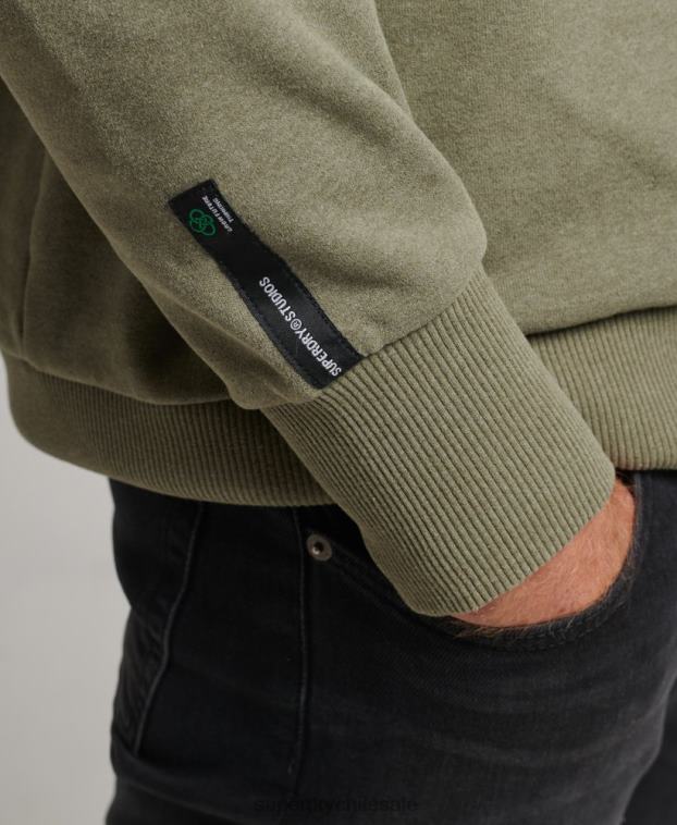 hombres Superdry caqui sudadera con capucha reciclada 2R68Z831