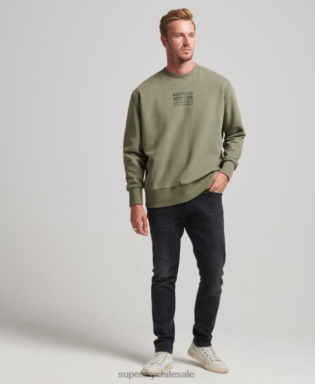 hombres Superdry caqui sudadera con capucha reciclada 2R68Z831