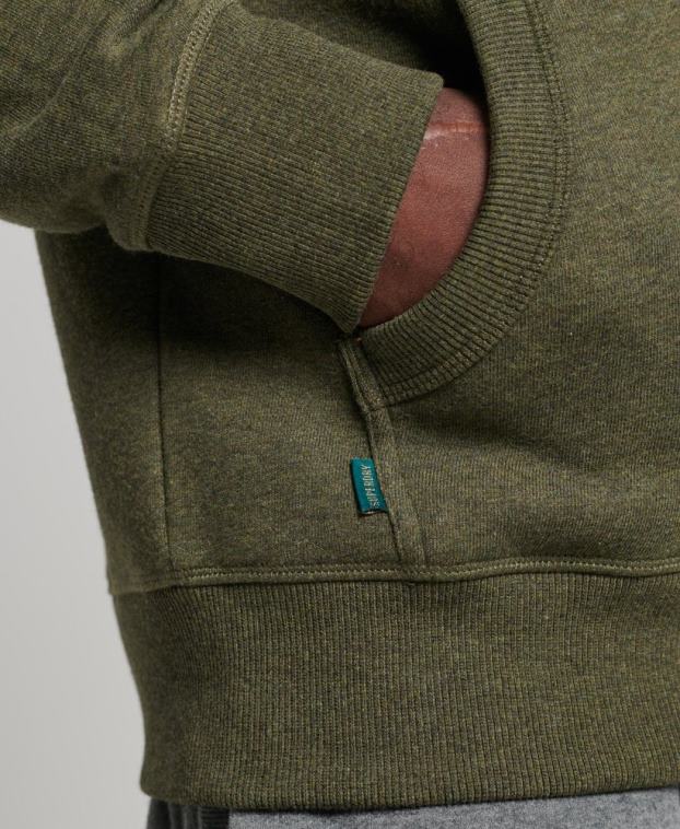 hombres Superdry caqui sudadera con capucha y cremallera de algodón orgánico con logo vintage bordado 2R68Z545