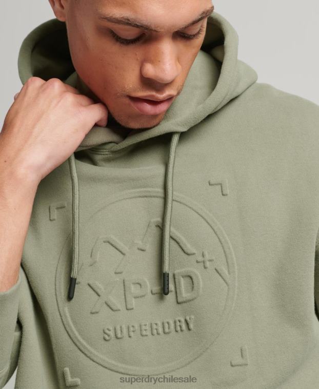 hombres Superdry caqui sudadera con capucha y gráfico xp-d 2R68Z5098