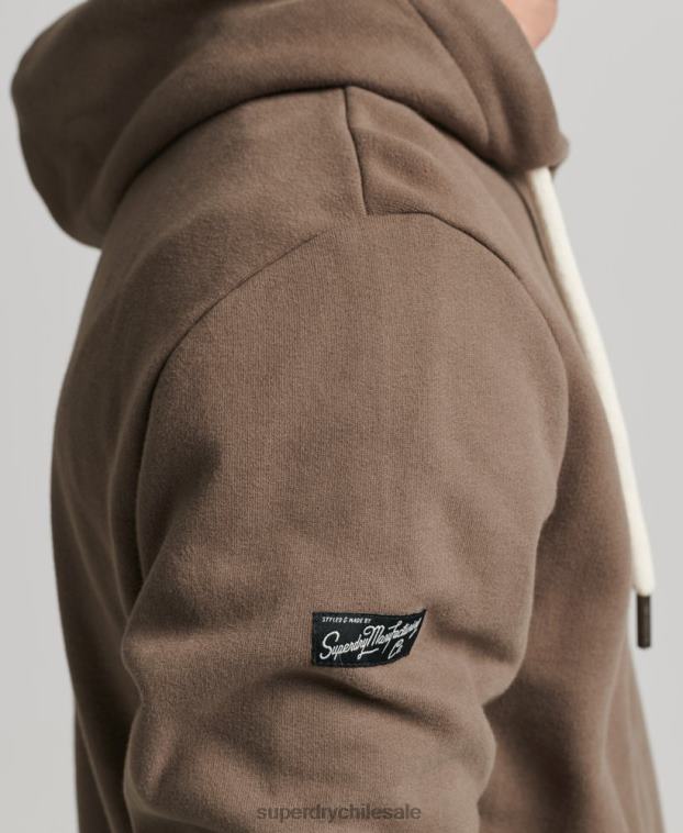 hombres Superdry caqui sudadera con capucha y logo de corporación vintage 2R68Z5170