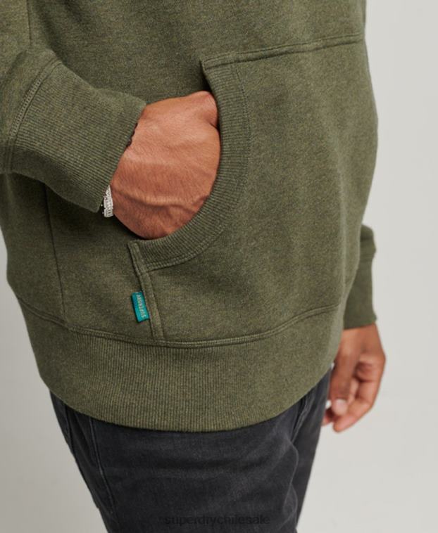 hombres Superdry caqui sudadera con capucha y logo esencial de algodón orgánico 2R68Z566