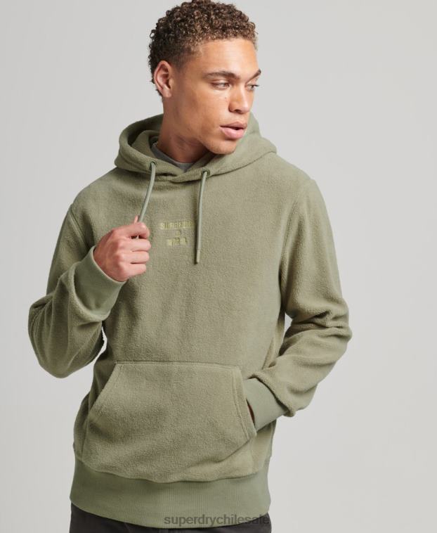 hombres Superdry caqui sudadera con capucha y logo gráfico 2R68Z5012