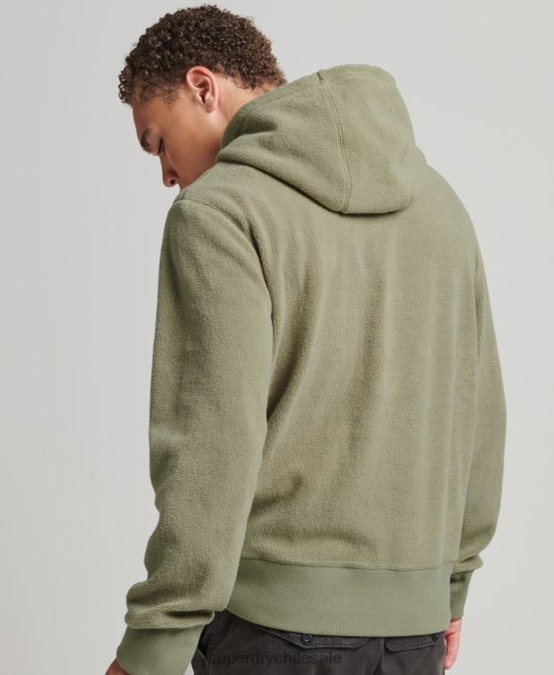 hombres Superdry caqui sudadera con capucha y logo gráfico 2R68Z5012