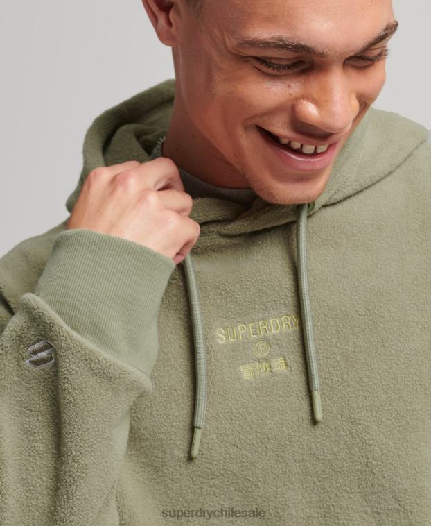 hombres Superdry caqui sudadera con capucha y logo gráfico 2R68Z5012