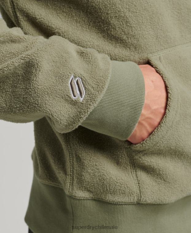 hombres Superdry caqui sudadera con capucha y logo gráfico 2R68Z5012
