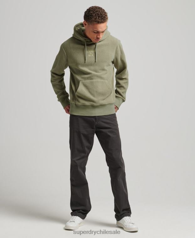hombres Superdry caqui sudadera con capucha y logo gráfico 2R68Z5012