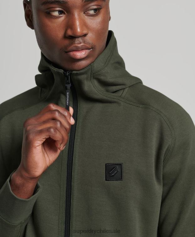 hombres Superdry caqui sudadera con cremallera code tech 2R68Z5140