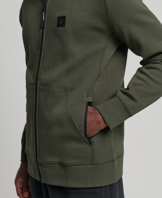 hombres Superdry caqui sudadera con cremallera code tech 2R68Z5140