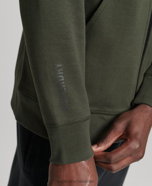 hombres Superdry caqui sudadera con cremallera code tech 2R68Z5140