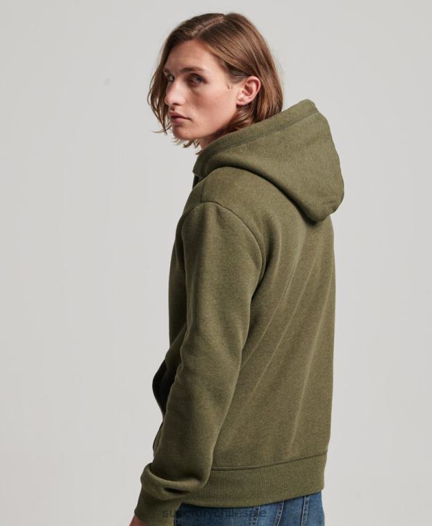 hombres Superdry caqui sudadera con cremallera y logo bordado 2R68Z703