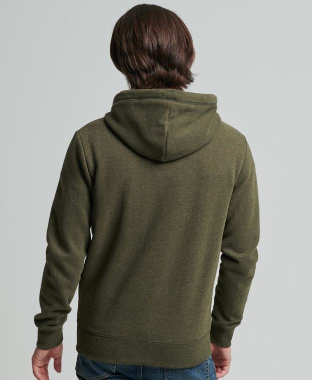 hombres Superdry caqui sudadera con cremallera y logo vintage de algodón orgánico 2R68Z805