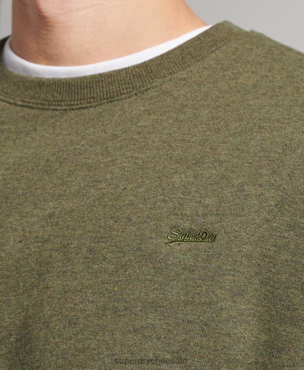 hombres Superdry caqui sudadera con cuello redondo y logo esencial de algodón orgánico 2R68Z672