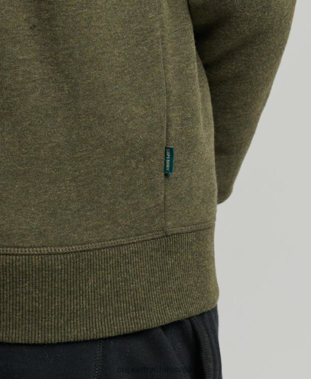 hombres Superdry caqui sudadera con cuello tunecino y cremallera con logo vintage de algodón orgánico 2R68Z5122