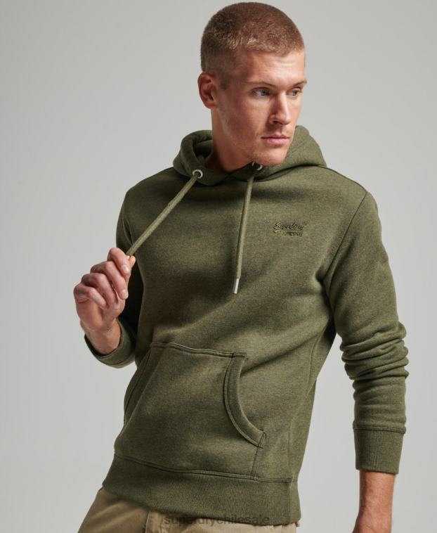 hombres Superdry caqui sudadera con logo bordado 2R68Z625