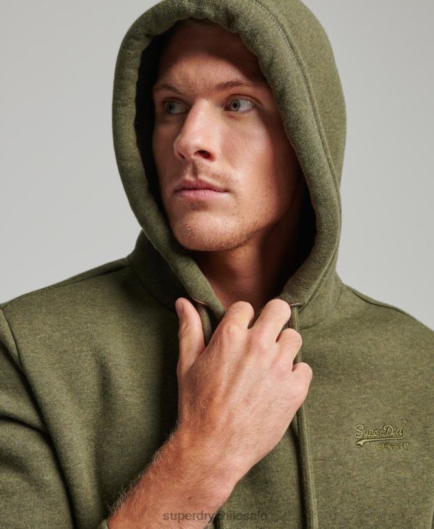 hombres Superdry caqui sudadera con logo bordado 2R68Z625