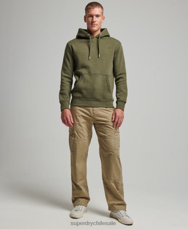 hombres Superdry caqui sudadera con logo bordado 2R68Z625