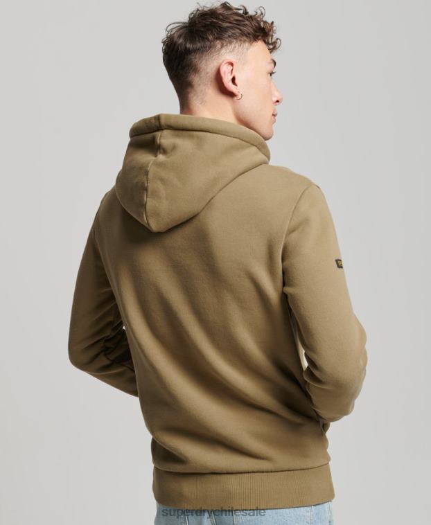 hombres Superdry caqui sudadera con logo vintage premium sobreteñida 2R68Z524
