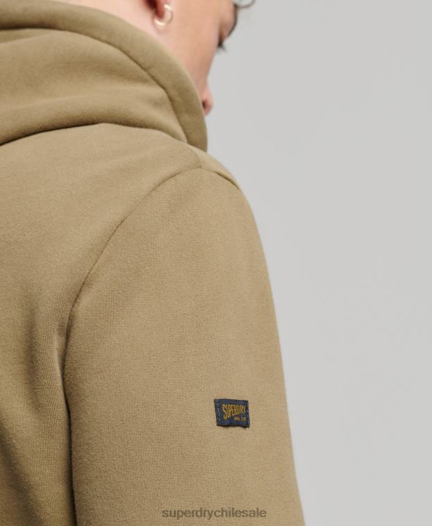 hombres Superdry caqui sudadera con logo vintage premium sobreteñida 2R68Z524