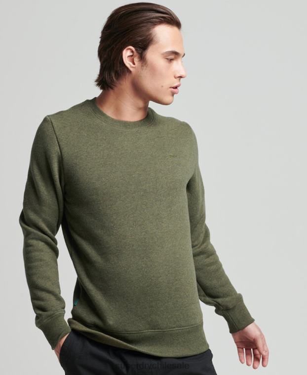 hombres Superdry caqui sudadera de algodón orgánico con logo vintage 2R68Z558