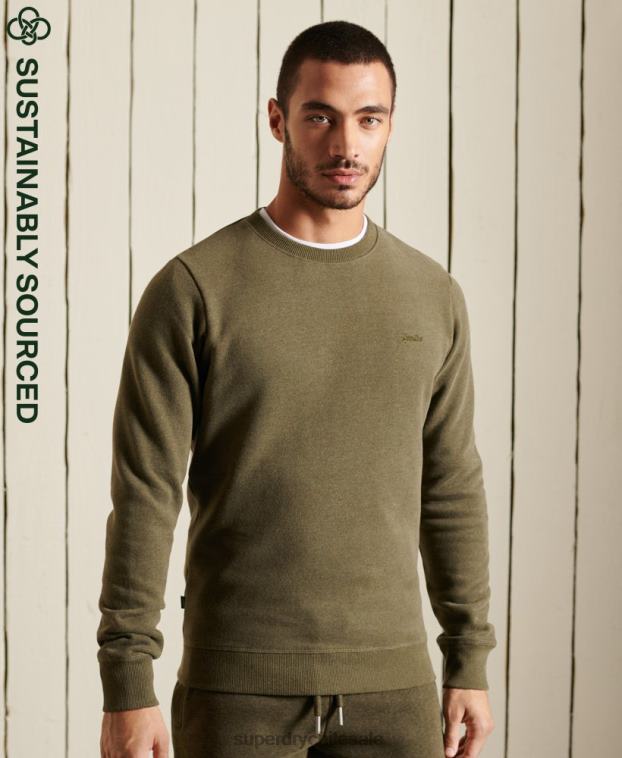 hombres Superdry caqui sudadera de algodón orgánico con logo vintage 2R68Z865