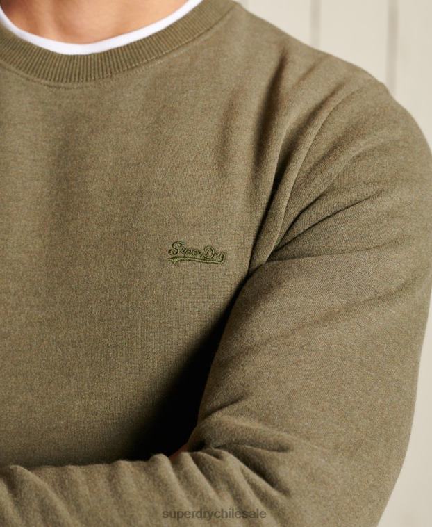 hombres Superdry caqui sudadera de algodón orgánico con logo vintage 2R68Z865