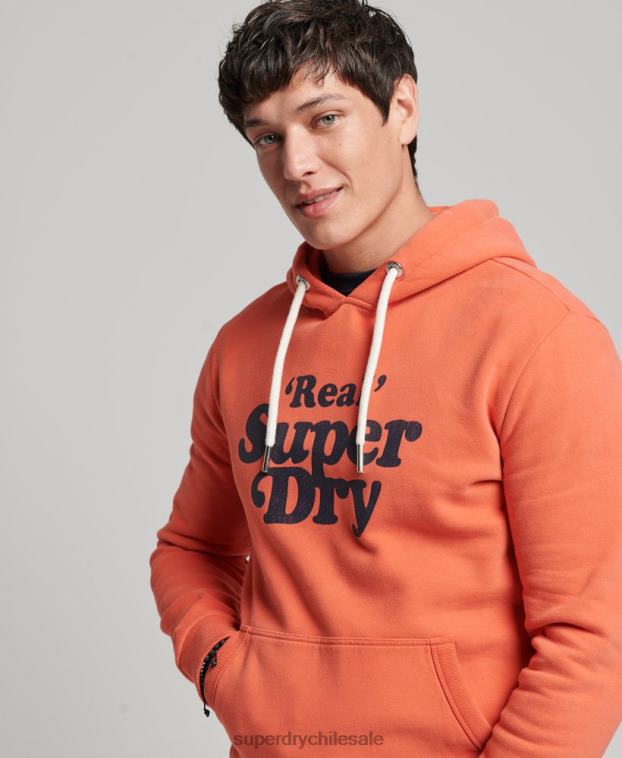 hombres Superdry coral sudadera con capucha clásica cooper vintage 2R68Z670